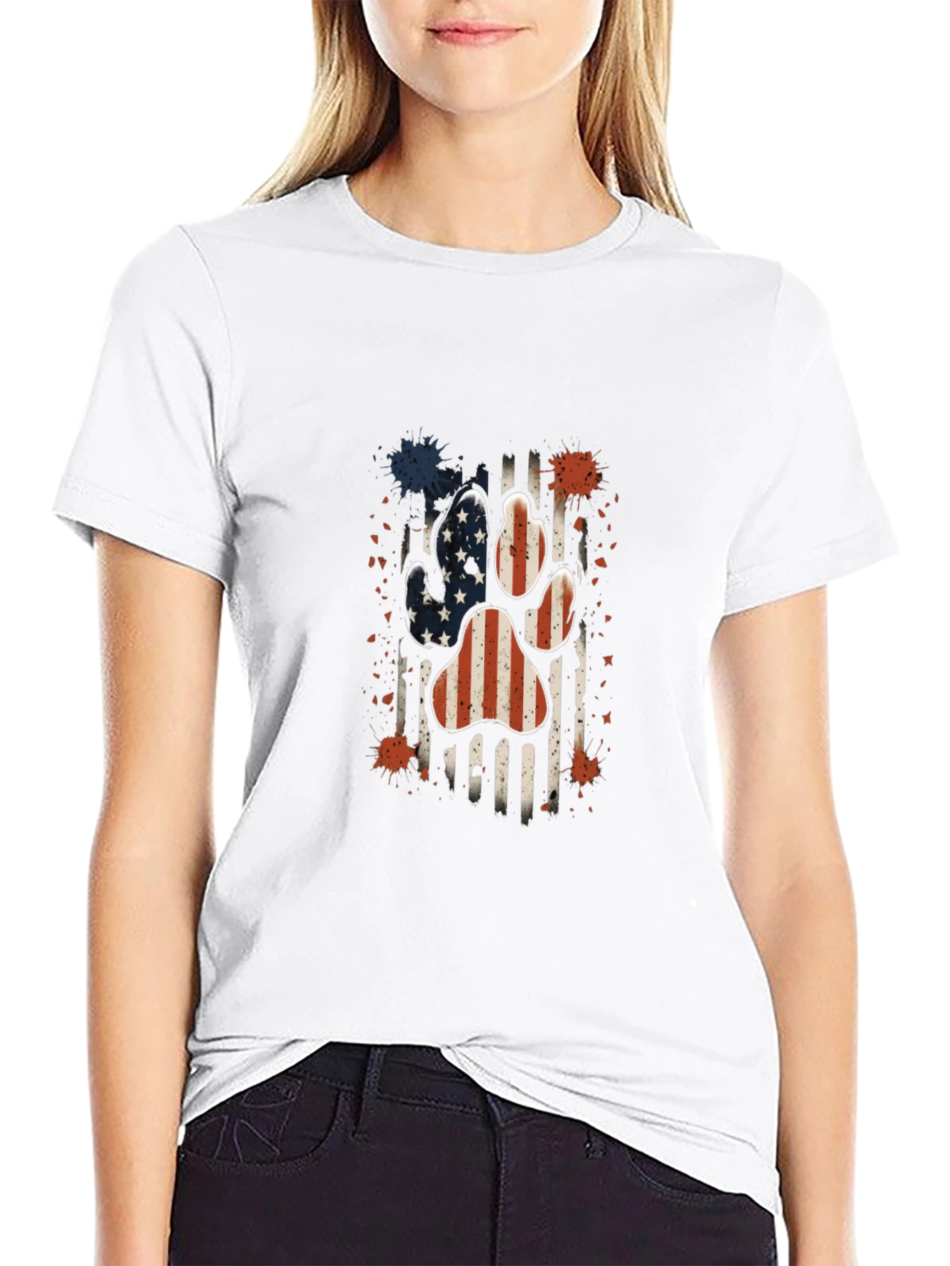 Patriotic Paw Print Mens T-Shirt