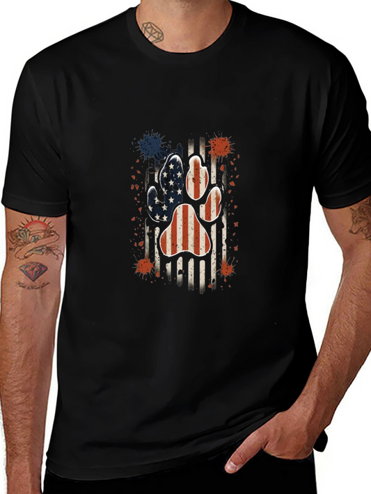 Patriotic Paw Print Mens T-Shirt