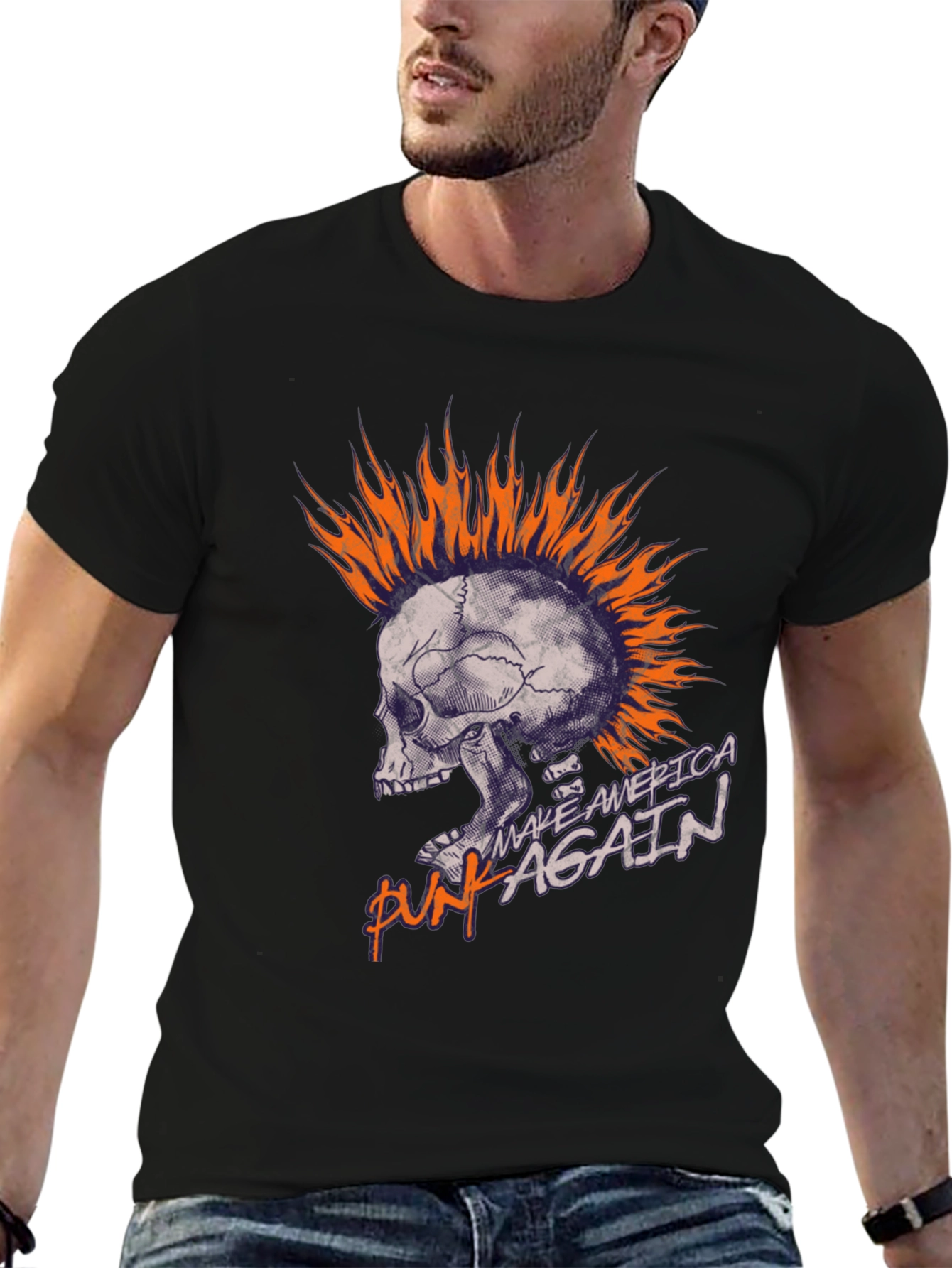 Punk Again Skull Graphic T-Shirt