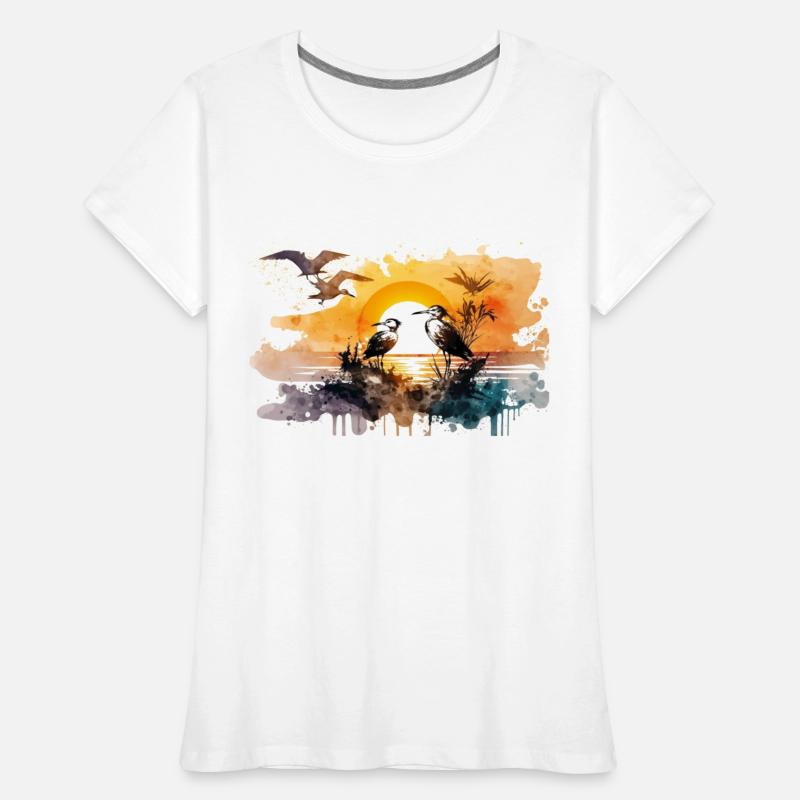 Sea birds watching sunset
