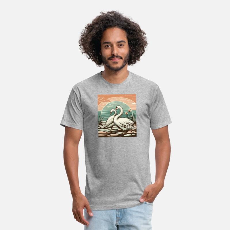 Serene Swan Duo Sunset Scene
