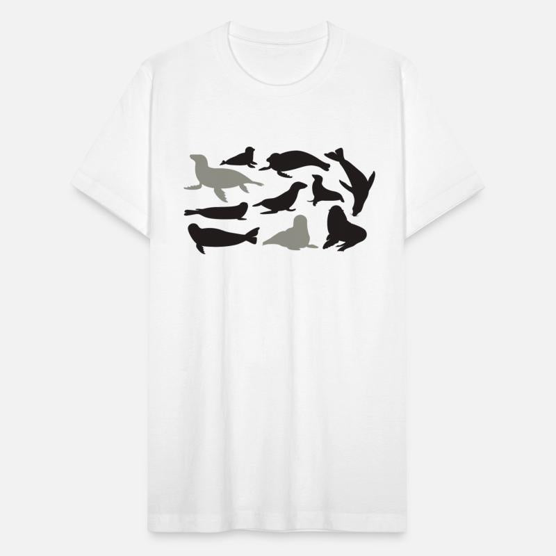 Set Of Different Acting Seal Animal Silhouettes
