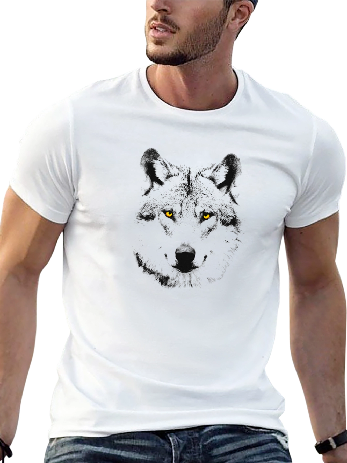 Mens Black Wolf Graphic T-Shirt
