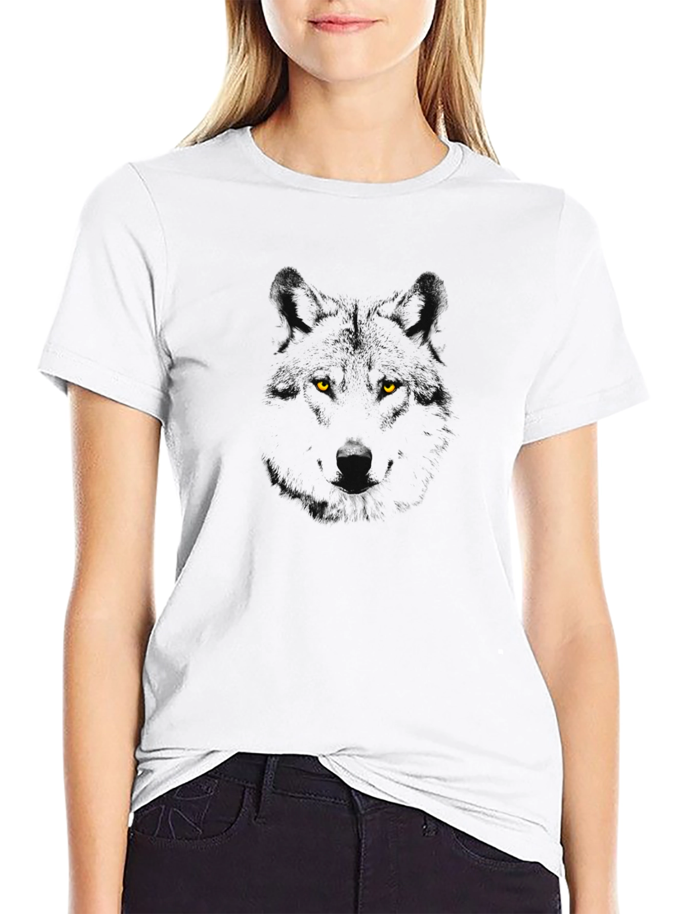 Mens Black Wolf Graphic T-Shirt