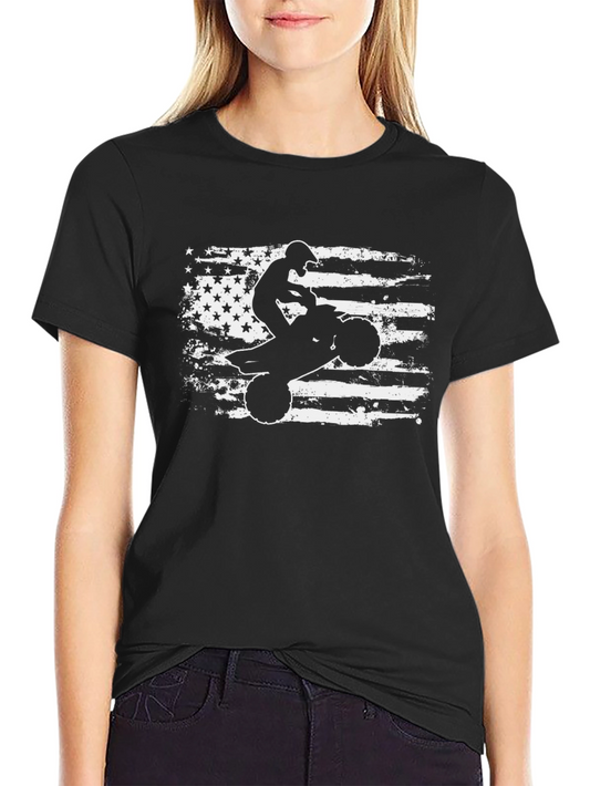 American Flag ATV Rider Black T-Shirt