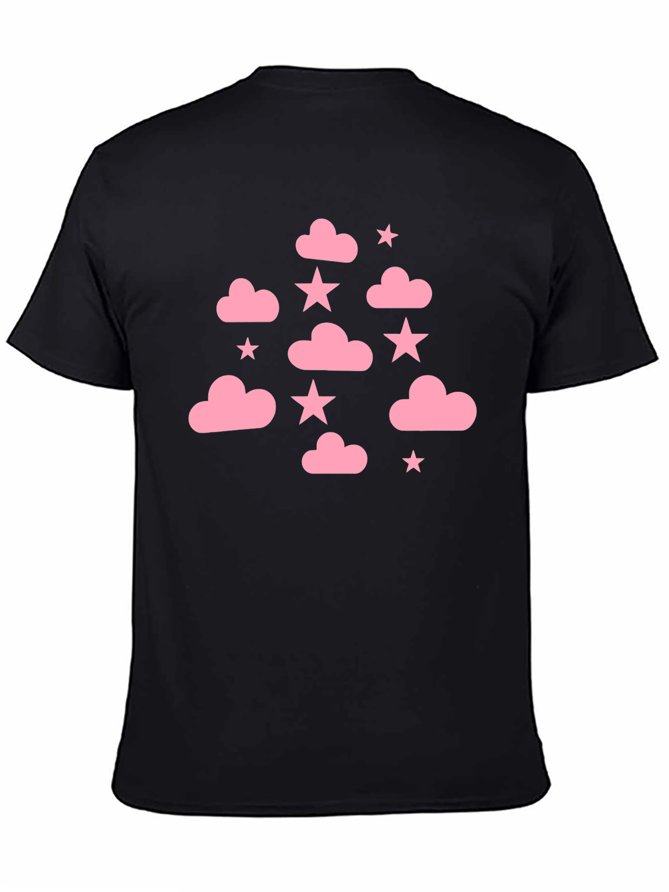 Pink Cloud & Star Black T-Shirt