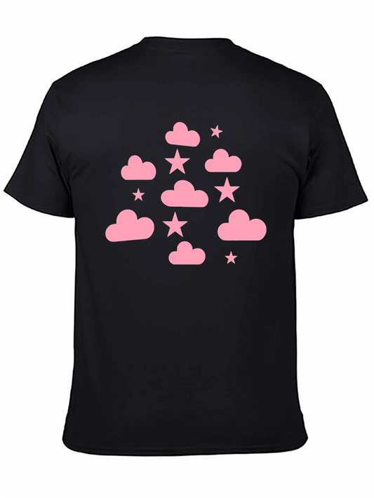 Pink Cloud & Star Black T-Shirt