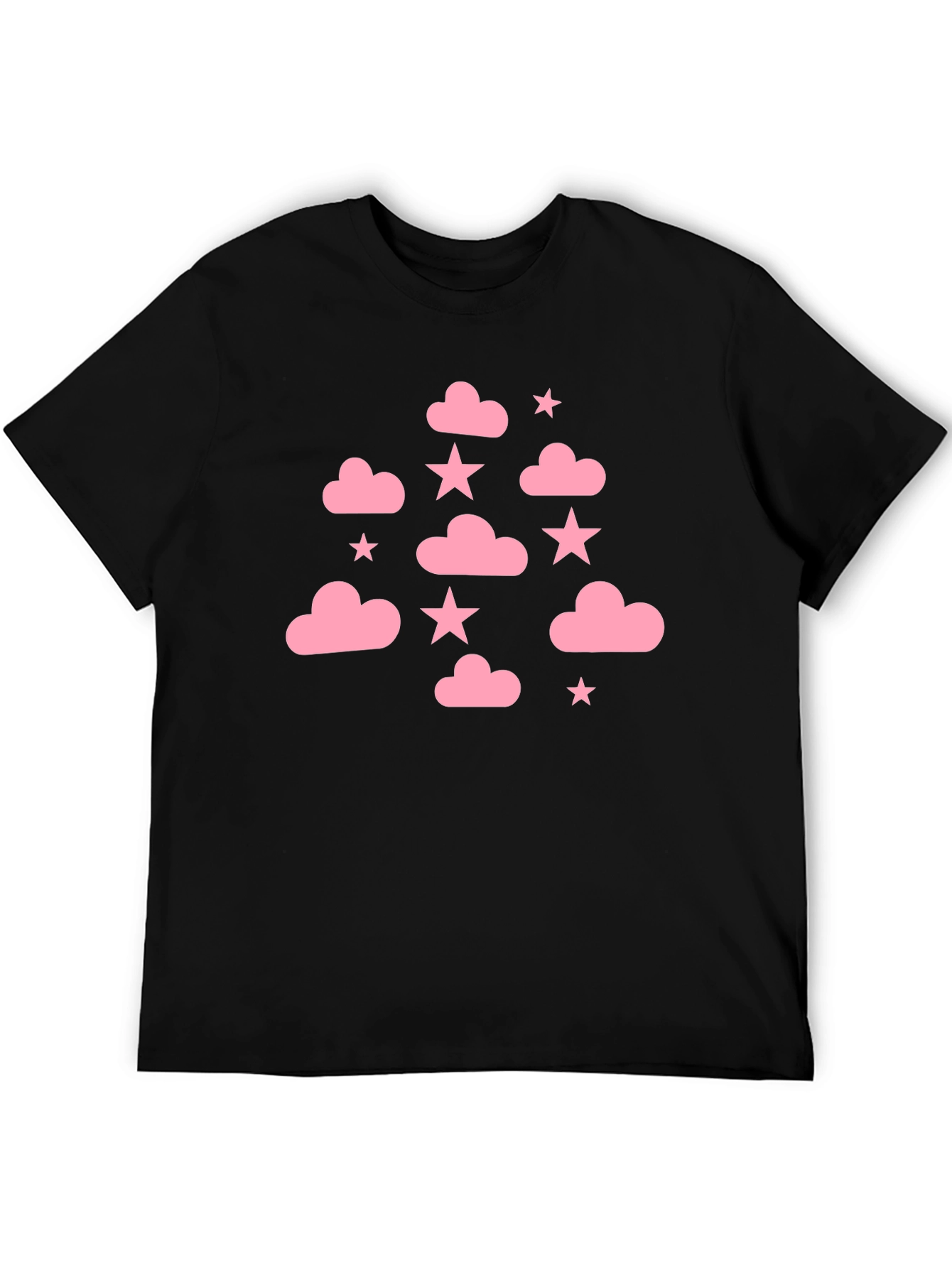 Pink Cloud & Star Black T-Shirt