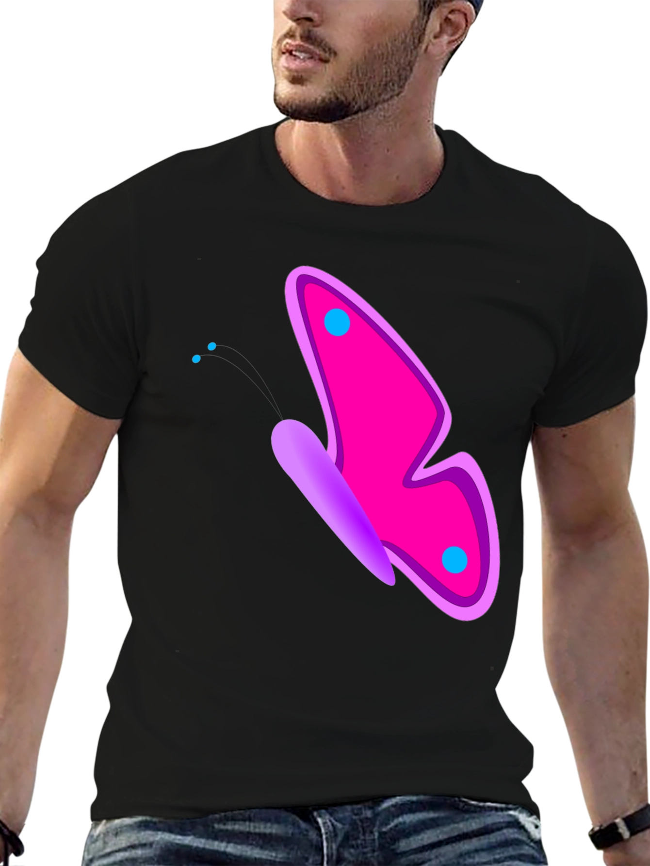 Butterfly Graphic Tee - Bold Pink & Purple Design