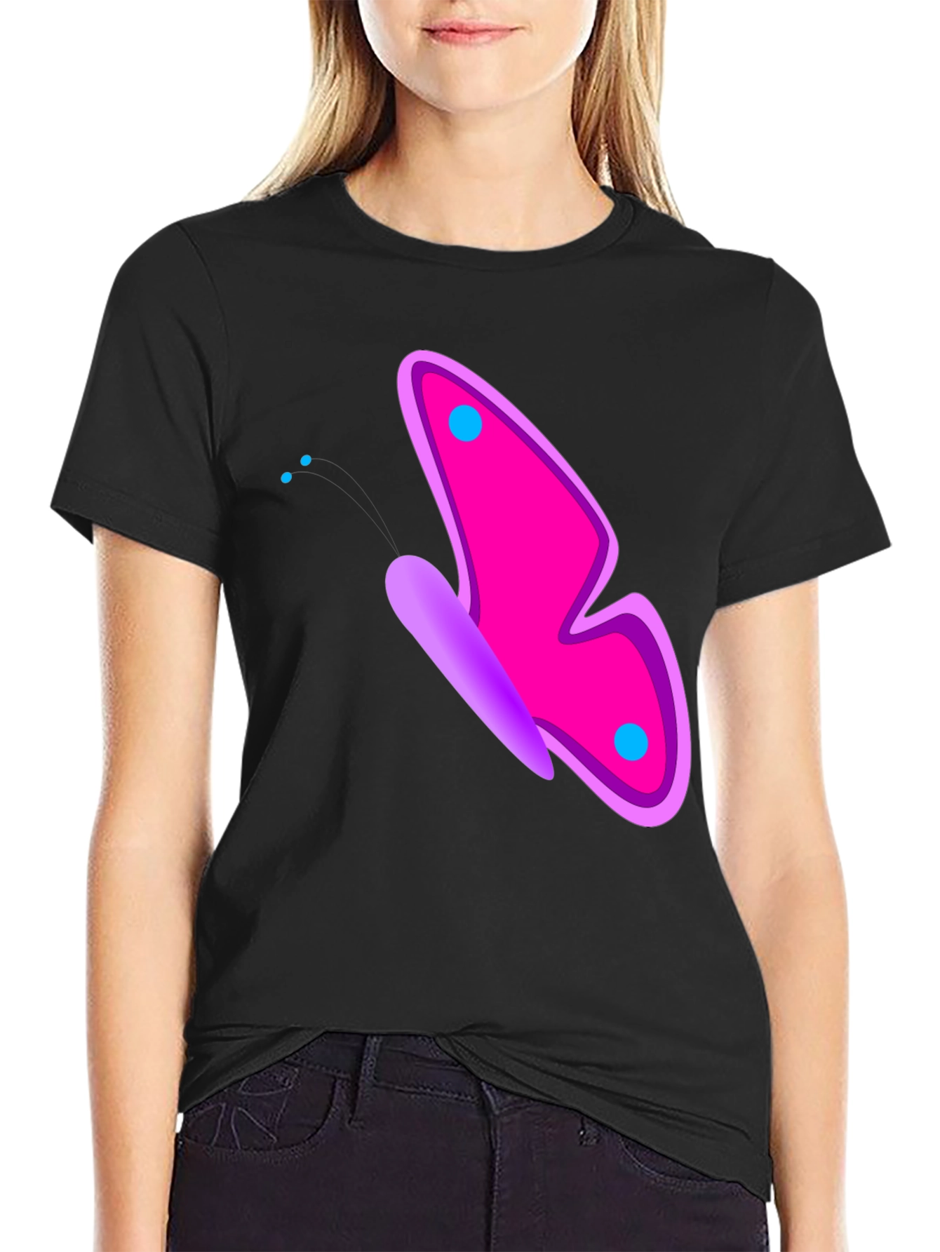 Butterfly Graphic Tee - Bold Pink & Purple Design