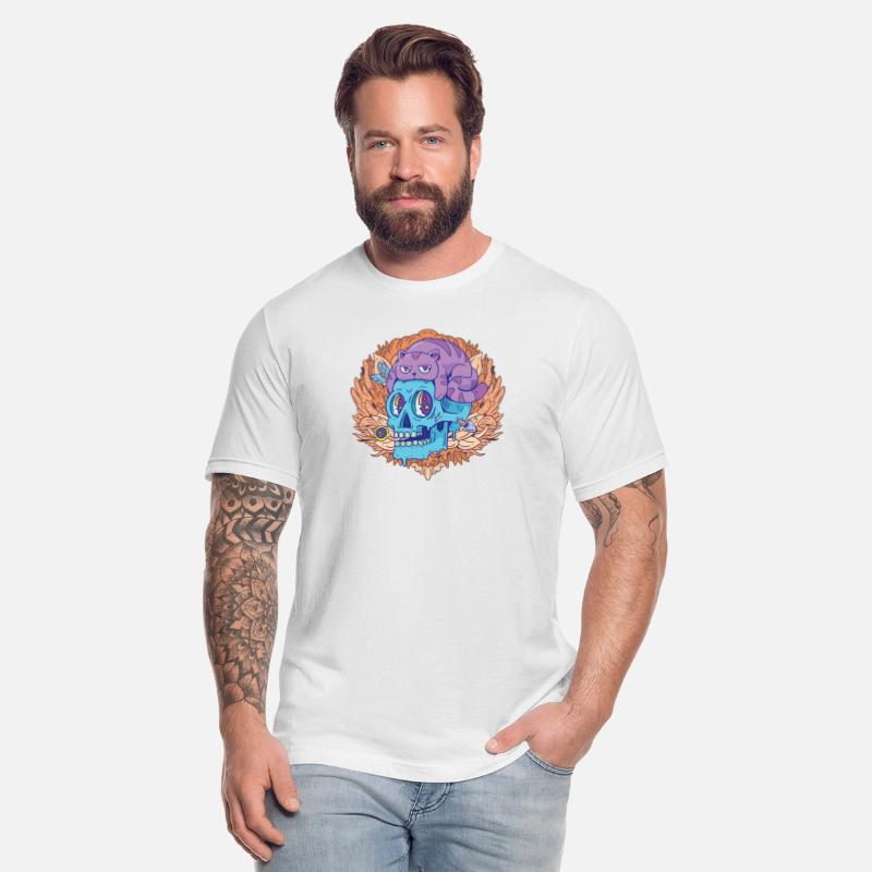 skull cartoon with animal above