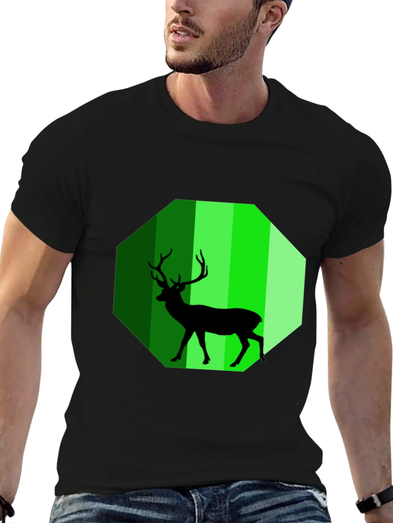Green Deer Silhouette Graphic Tee
