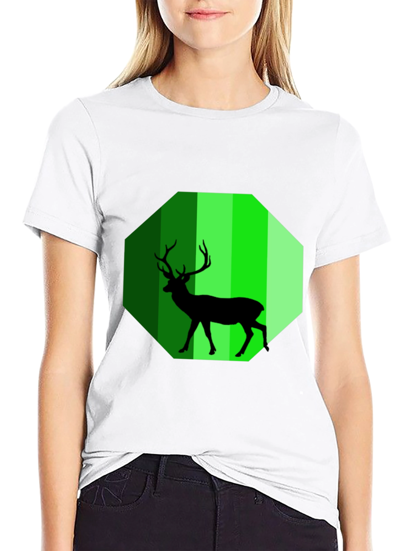 Green Deer Silhouette Graphic Tee