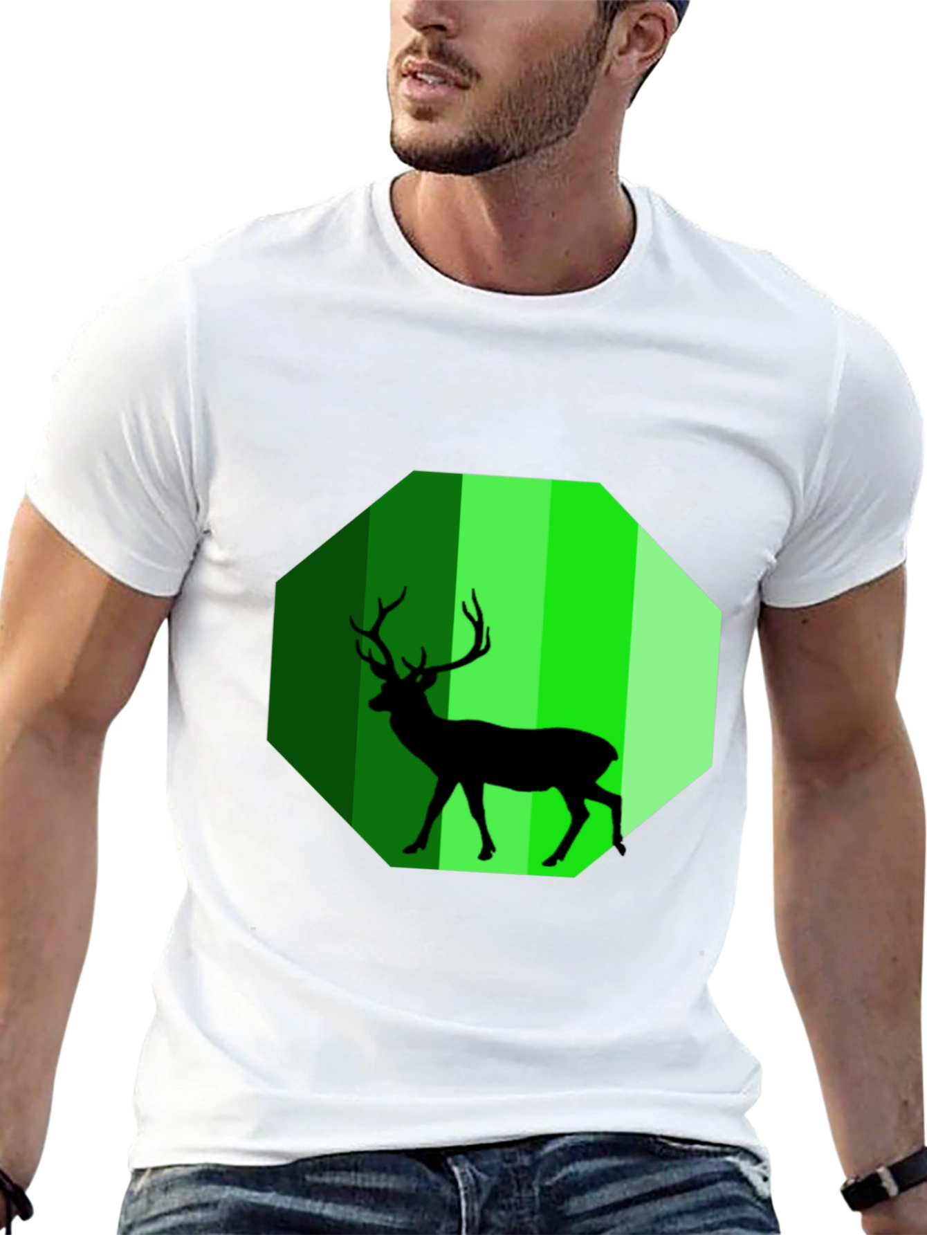 Green Deer Silhouette Graphic Tee