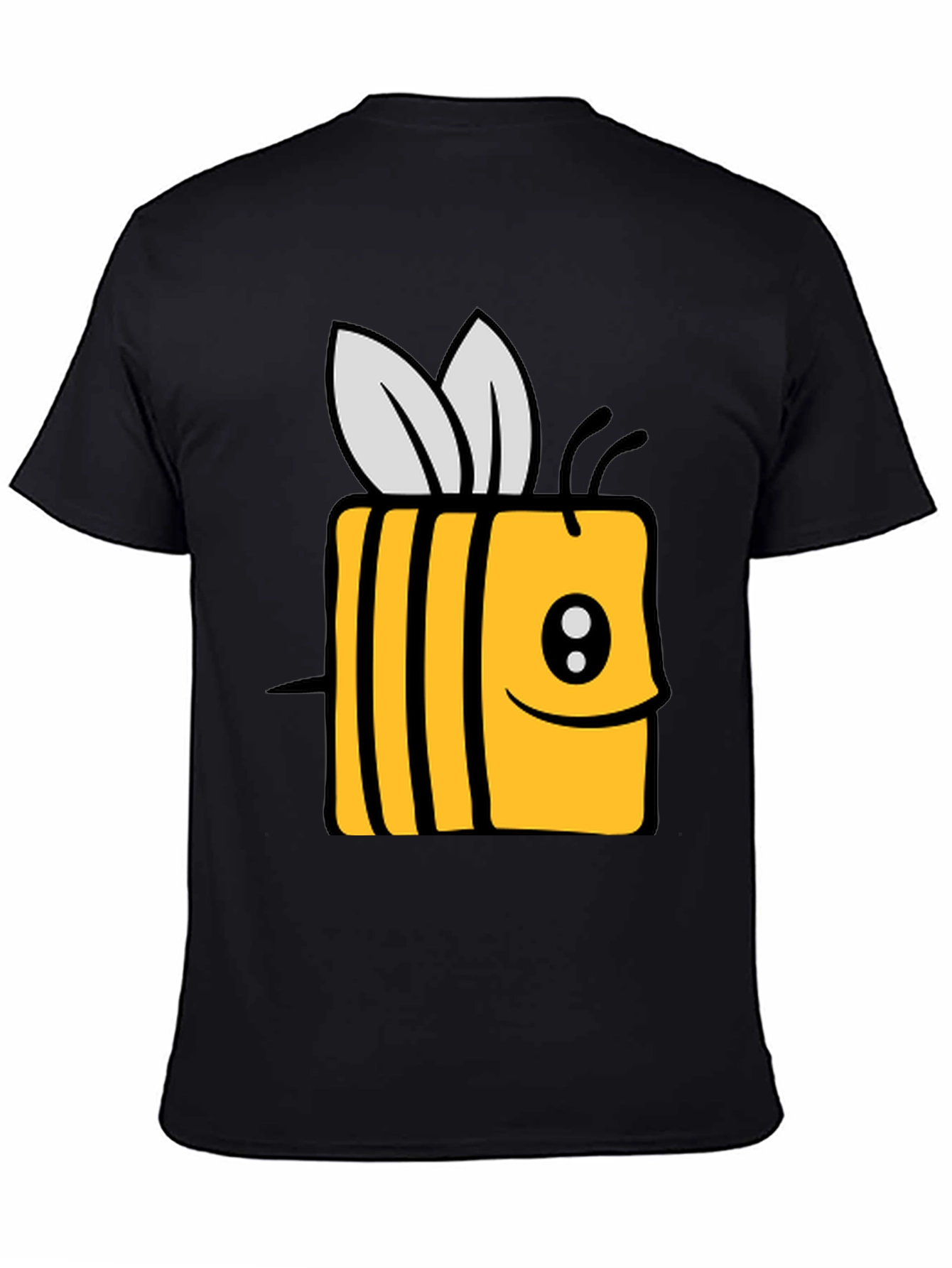 Cute Cartoon Bee Graphic Black T-Shirt