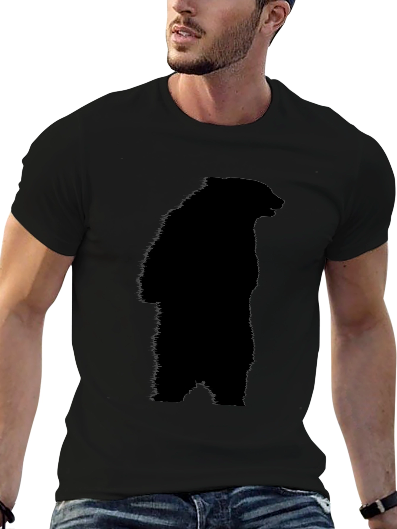 Black Bear Silhouette Tee - Graphic Print T-Shirt