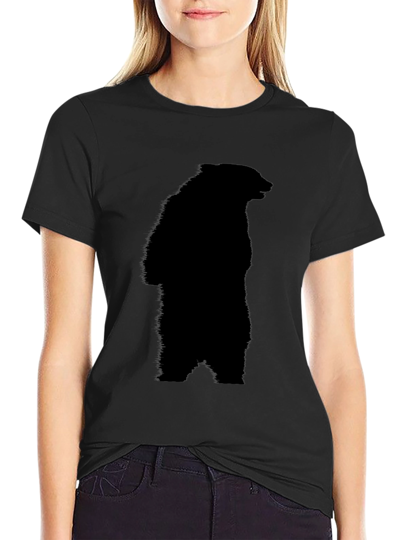 Black Bear Silhouette Tee - Graphic Print T-Shirt