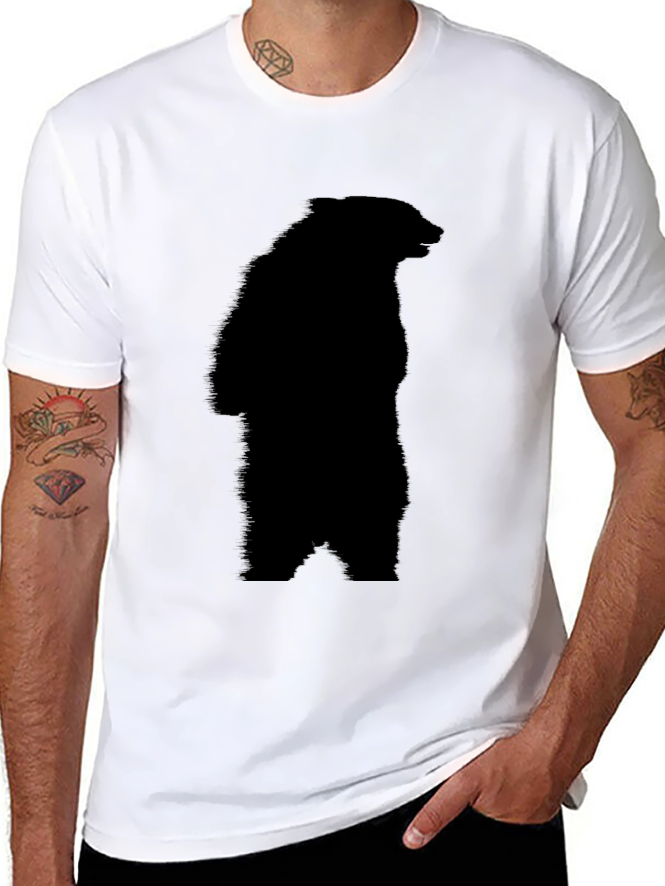Black Bear Silhouette Tee - Graphic Print T-Shirt