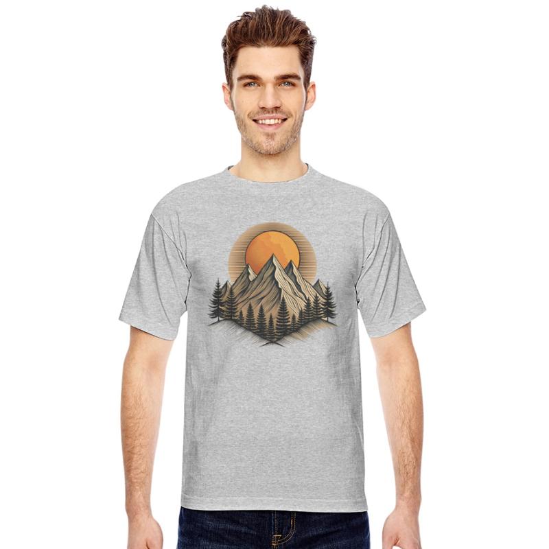 Stylized representation of a mountain landscape