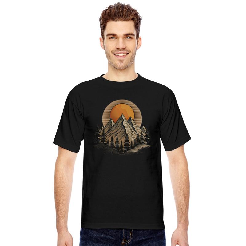 Stylized representation of a mountain landscape