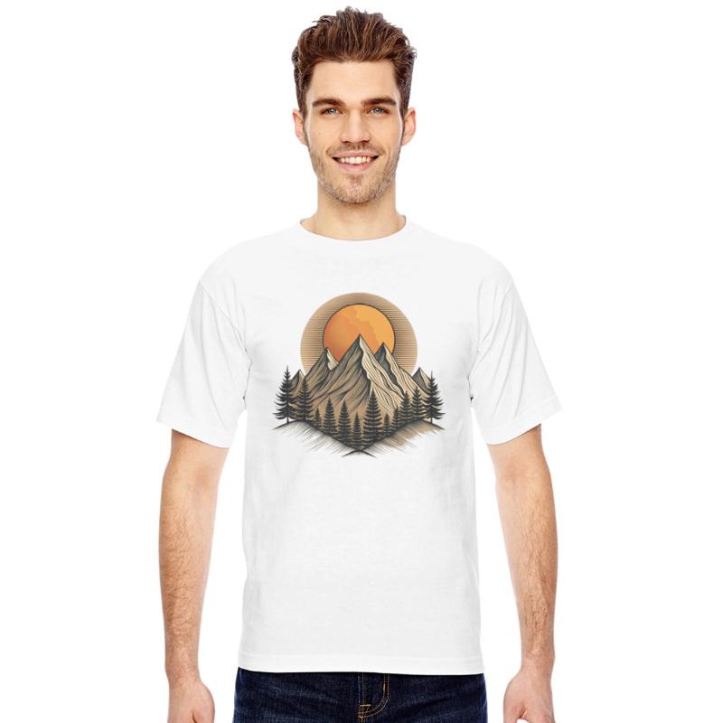 Stylized representation of a mountain landscape