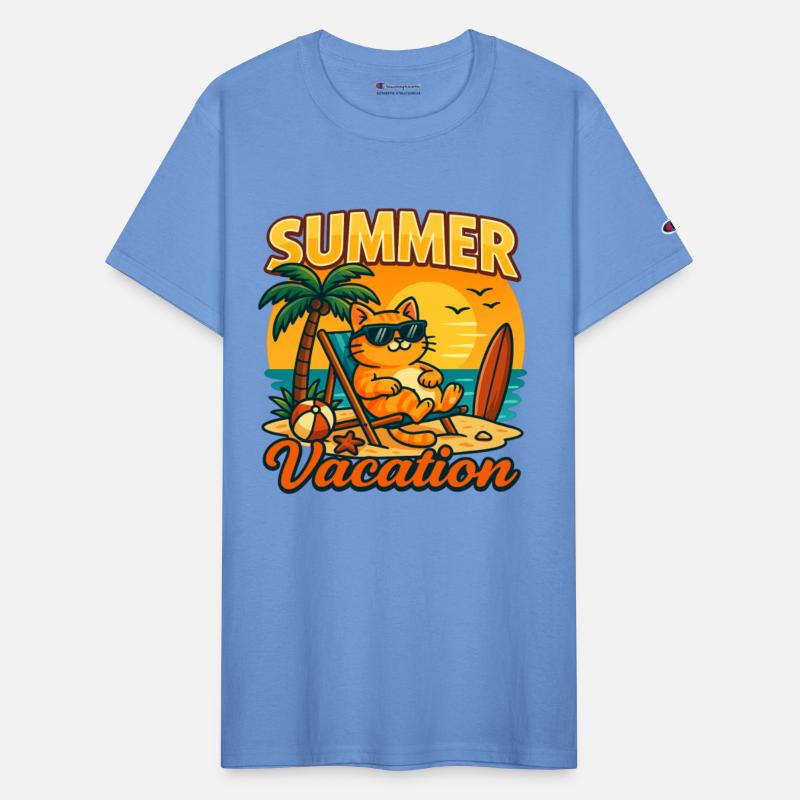 Summer Vacation Cat Illustration