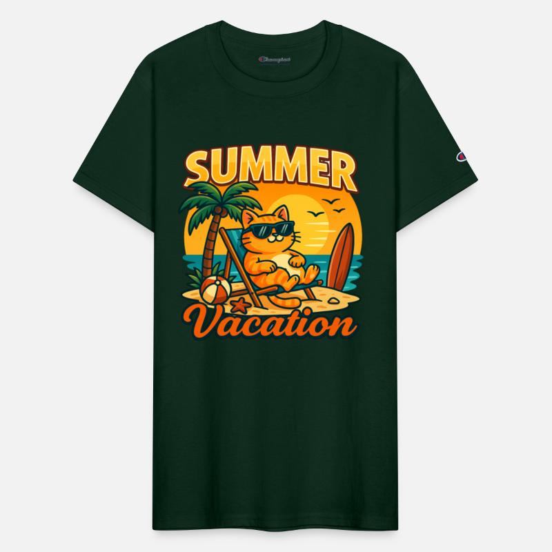 Summer Vacation Cat Illustration