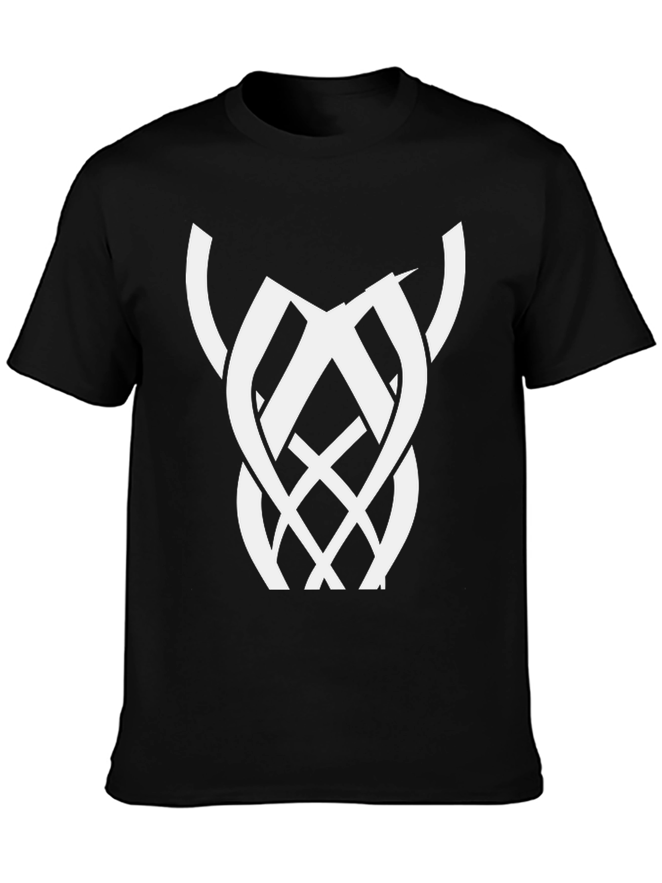 Black Graphic Tee with Abstract White Design