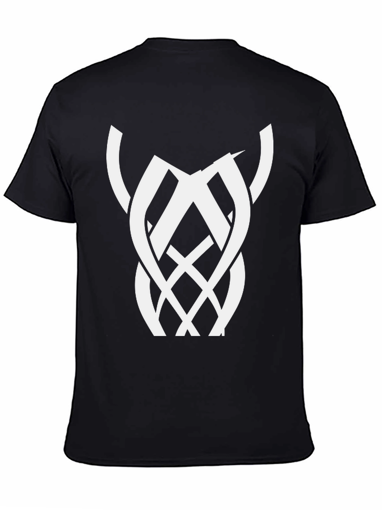 Black Graphic Tee with Abstract White Design