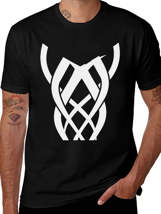Black Graphic Tee with Abstract White Design