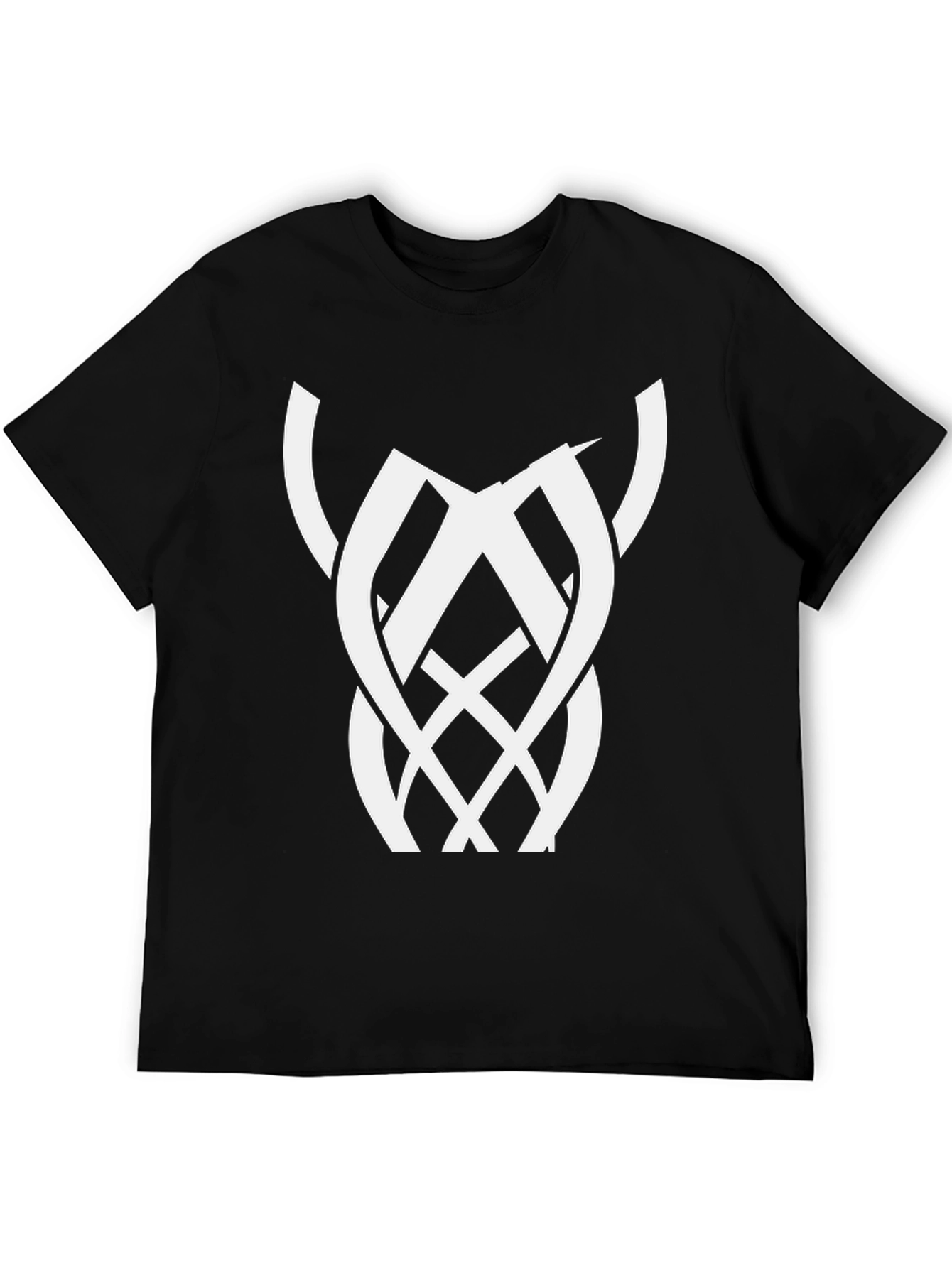 Black Graphic Tee with Abstract White Design