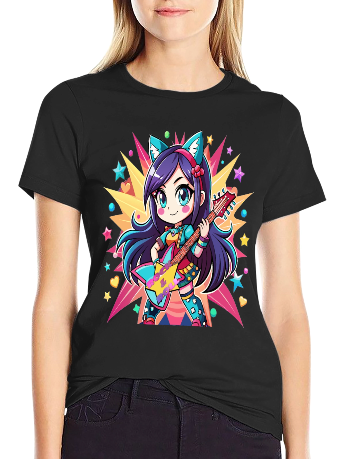 Anime Girl Guitarist Graphic Tee
