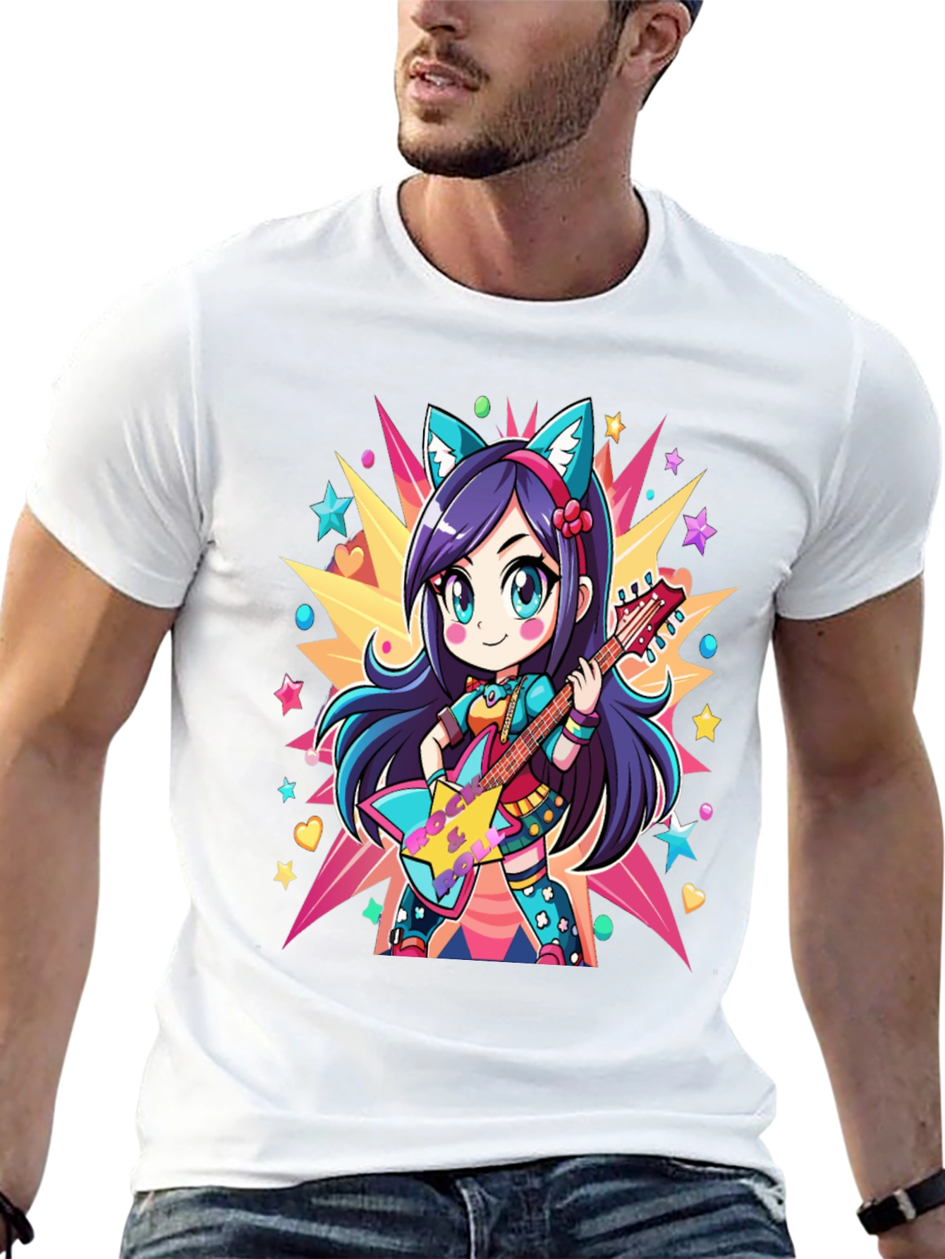 Anime Girl Guitarist Graphic Tee