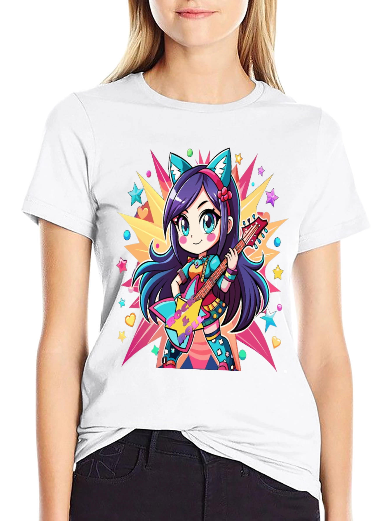 Anime Girl Guitarist Graphic Tee