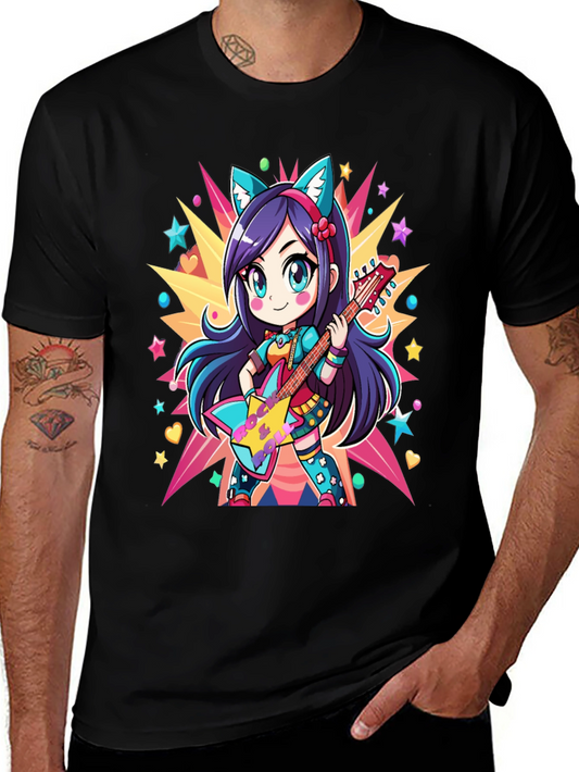 Anime Girl Guitarist Graphic Tee
