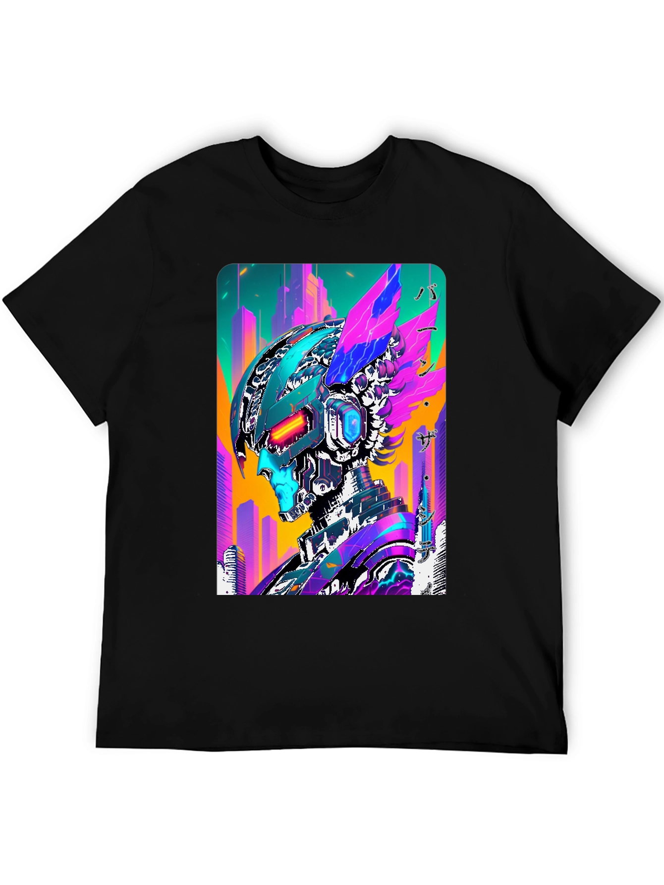 Cyberpunk Robot Graphic Tee - Futuristic Streetwear