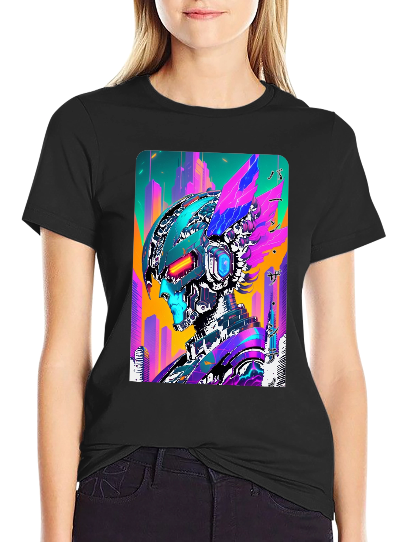 Cyberpunk Robot Graphic Tee - Futuristic Streetwear