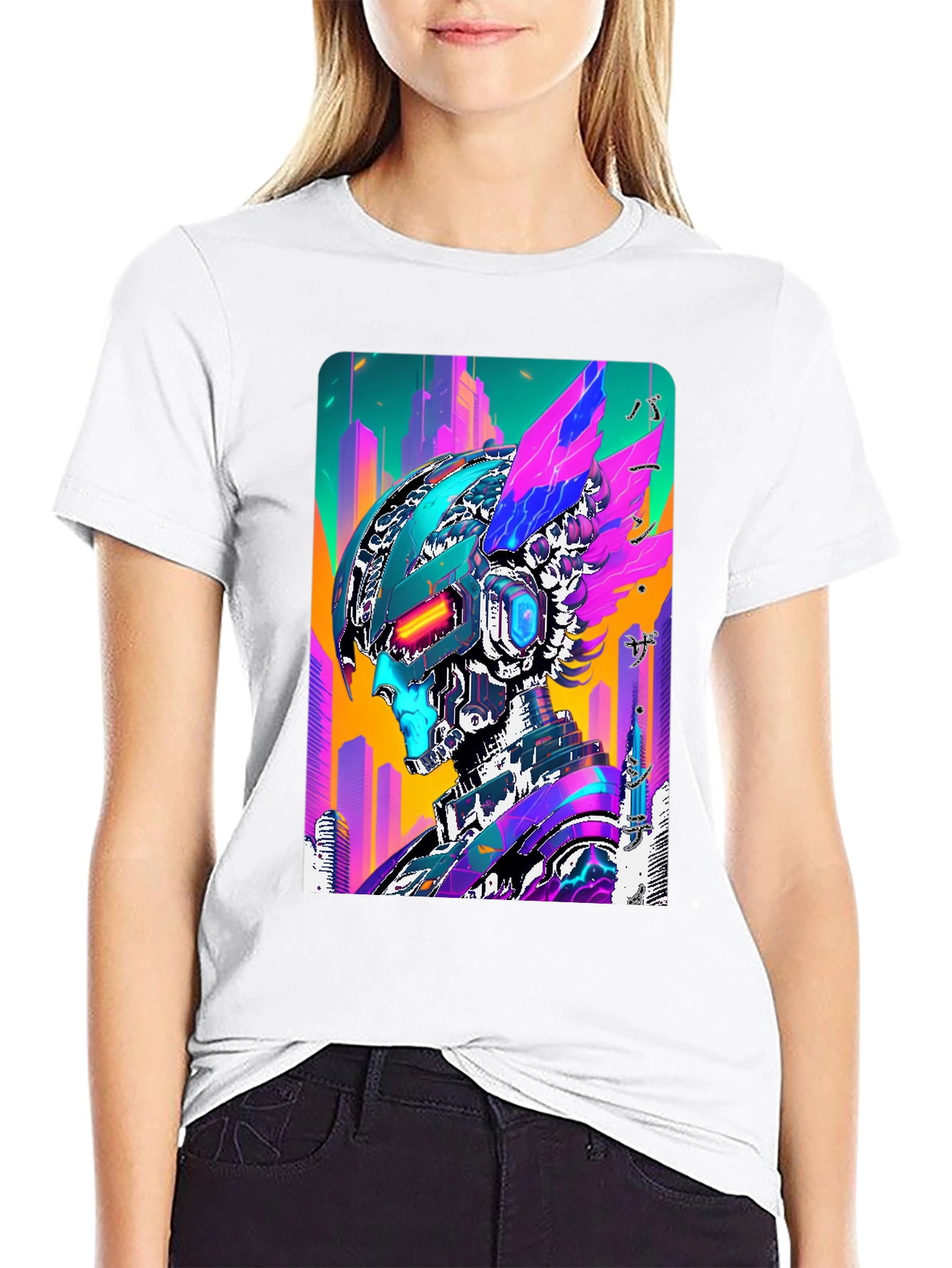 Cyberpunk Robot Graphic Tee - Futuristic Streetwear