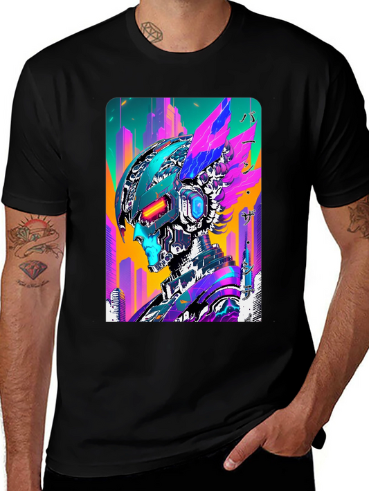 Cyberpunk Robot Graphic Tee - Futuristic Streetwear