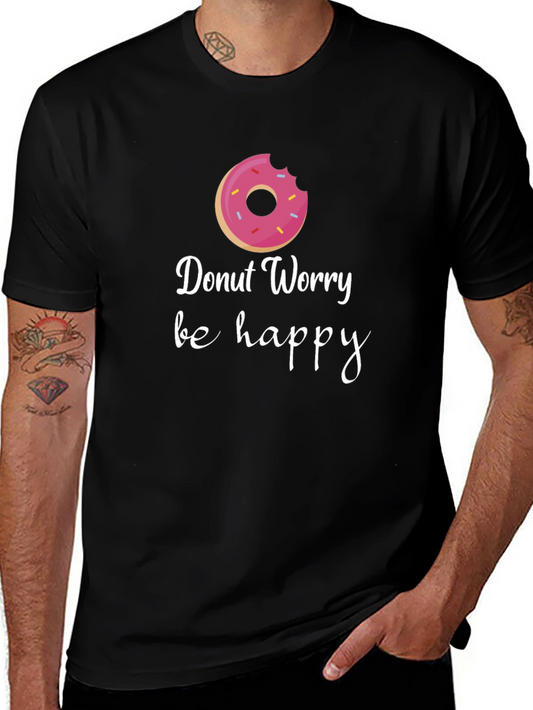 Donut Worry Be Happy Graphic Tee - Black
