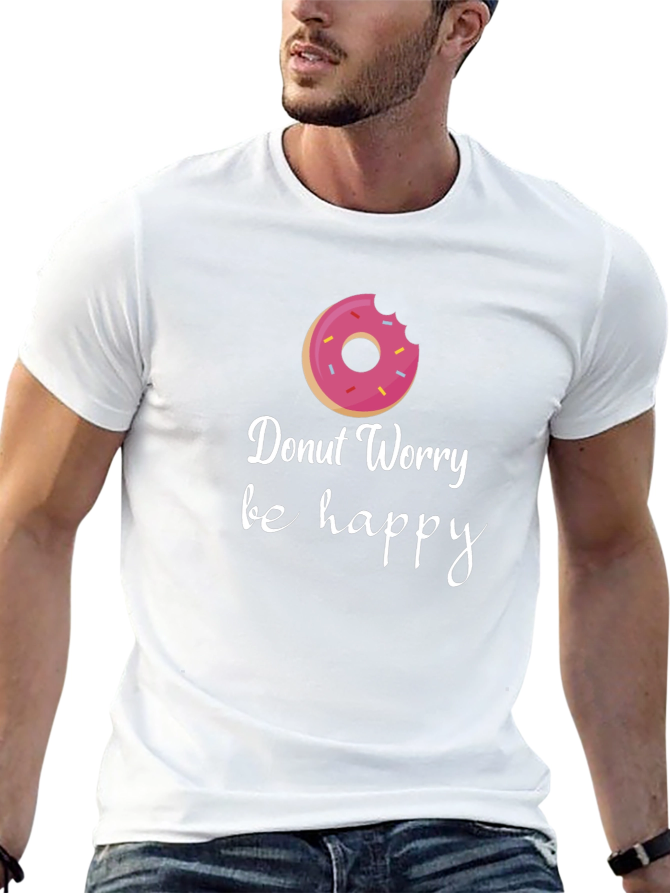 Donut Worry Be Happy Graphic Tee - Black