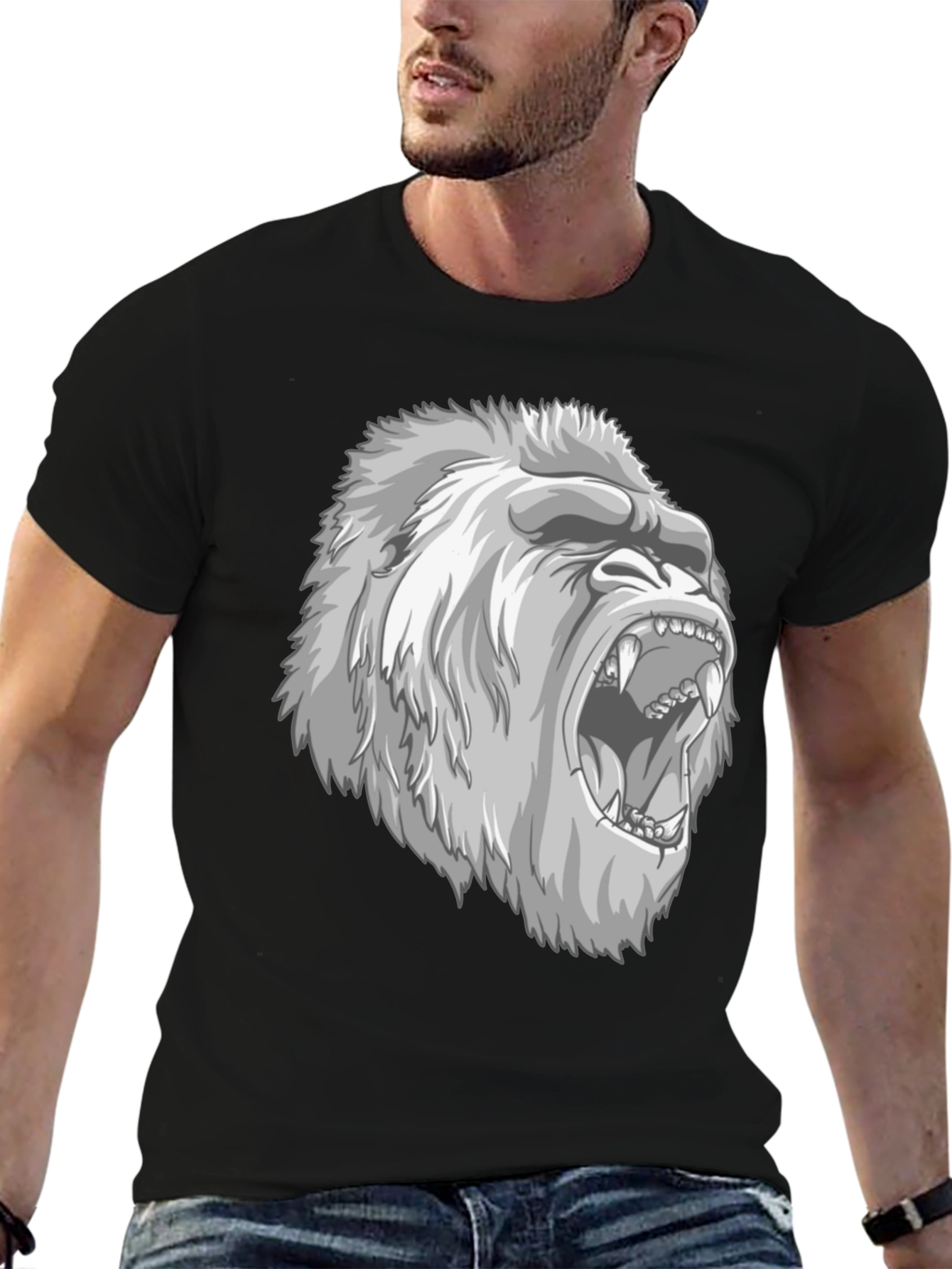 Roaring Gorilla Graphic Tee - Mens Black T-Shirt