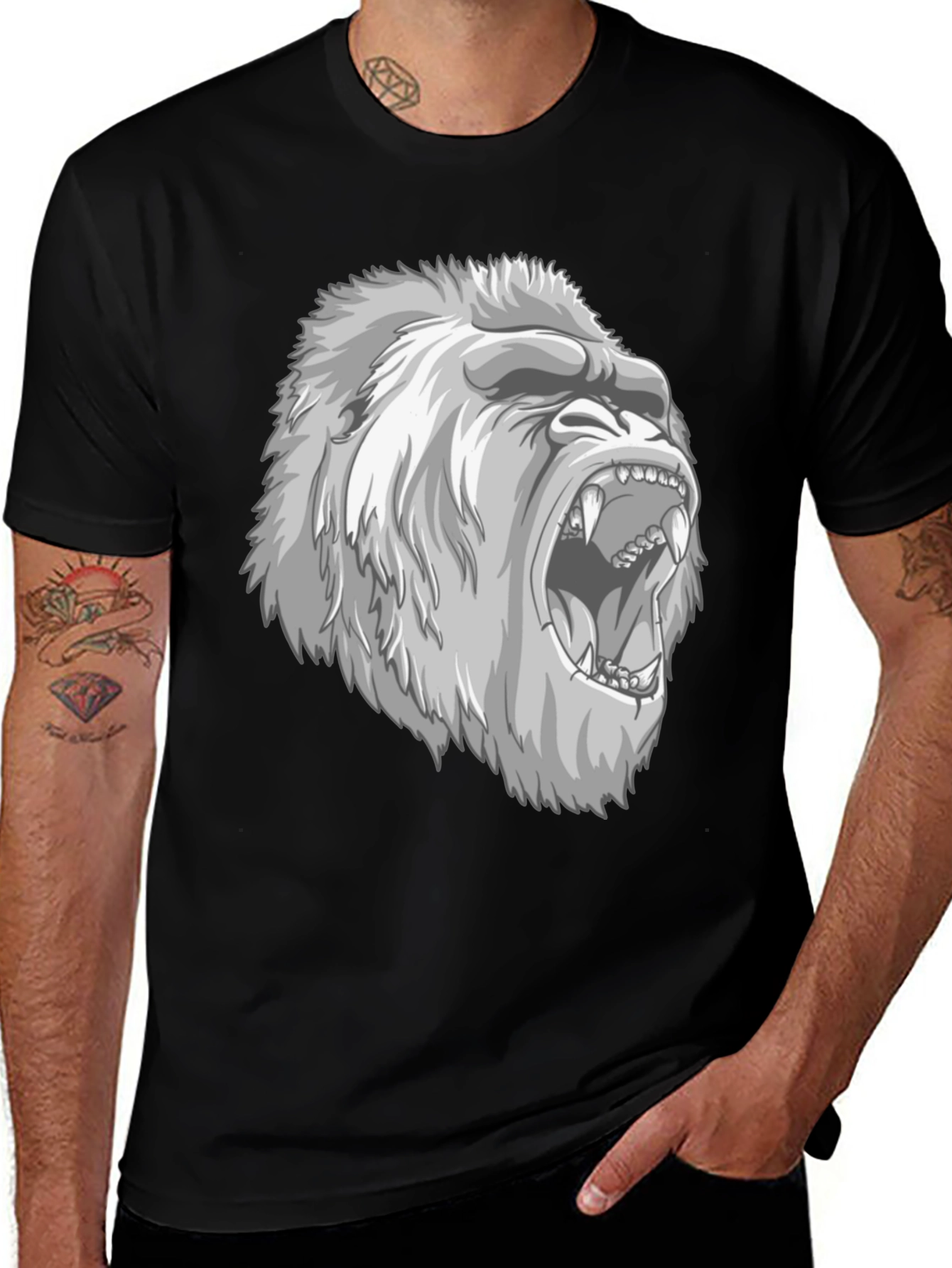 Roaring Gorilla Graphic Tee - Mens Black T-Shirt