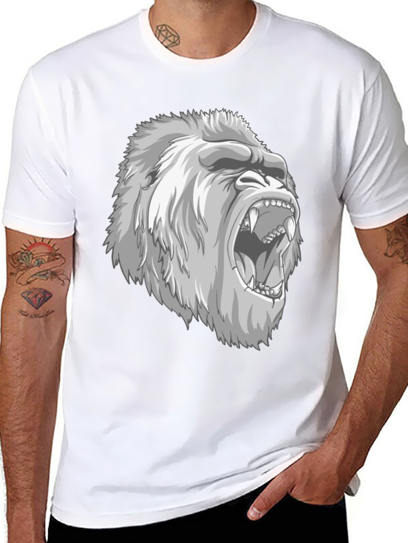 Roaring Gorilla Graphic Tee - Mens Black T-Shirt