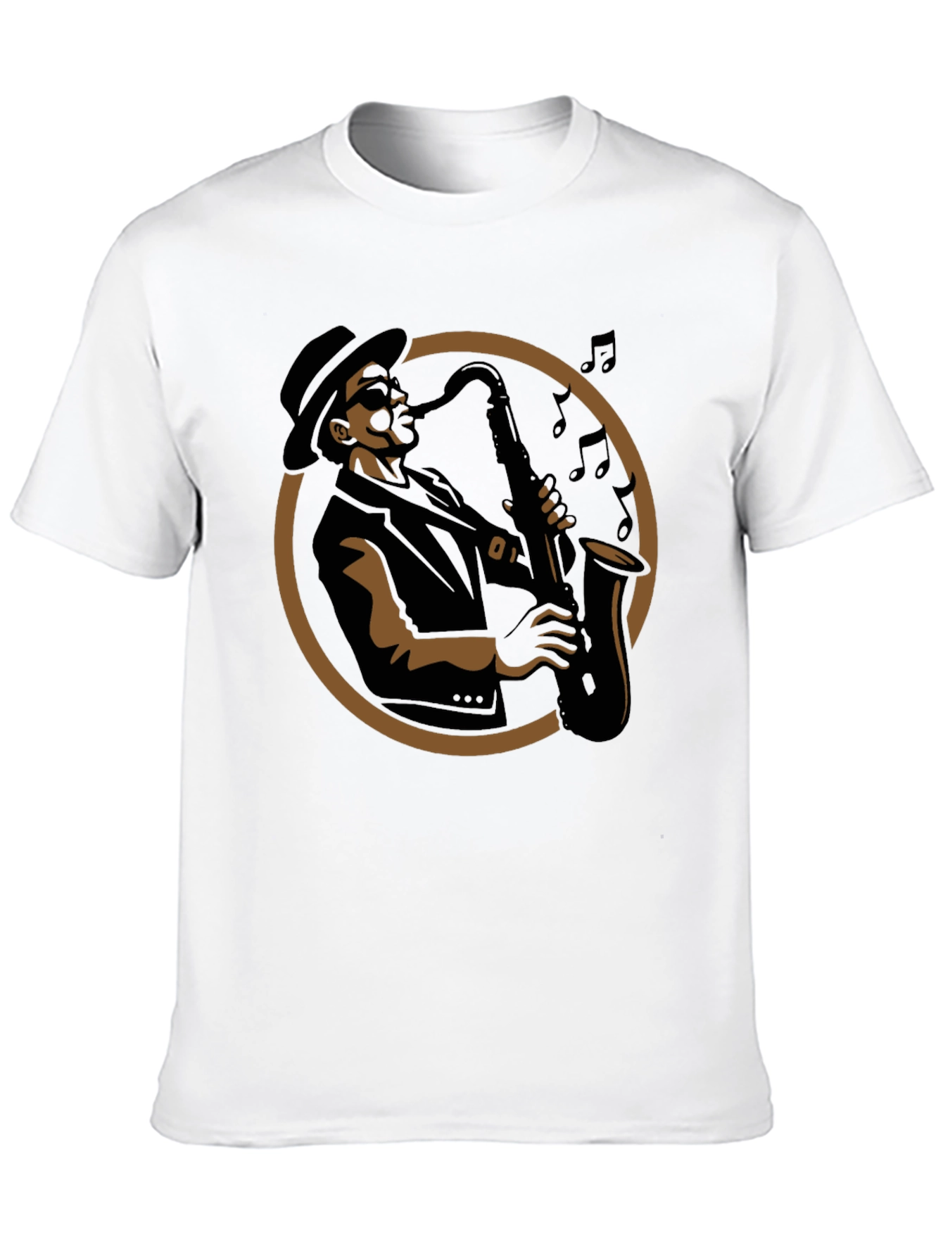 Cool Jazz Saxophone Player Graphic T-Shirt - Black