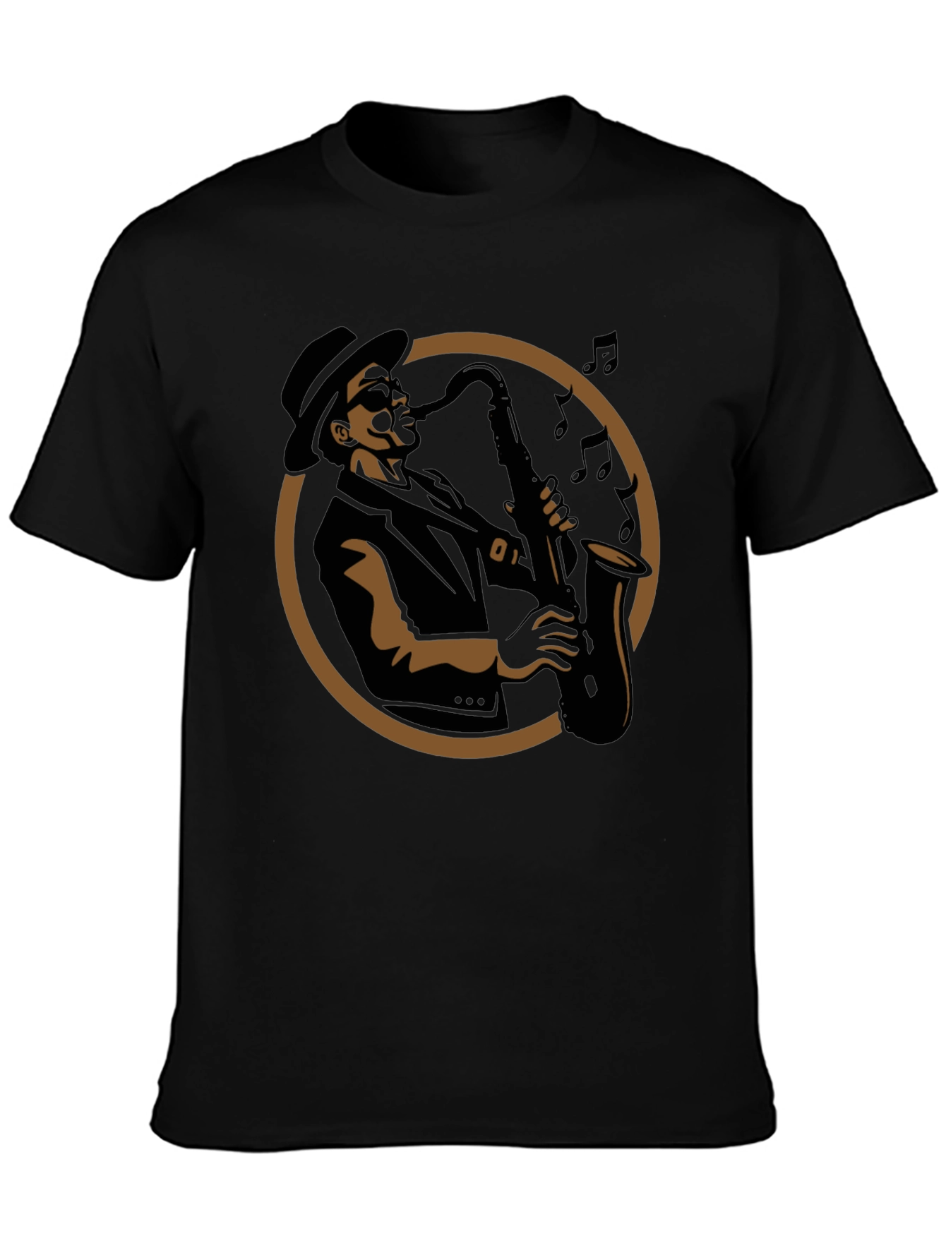 Cool Jazz Saxophone Player Graphic T-Shirt - Black