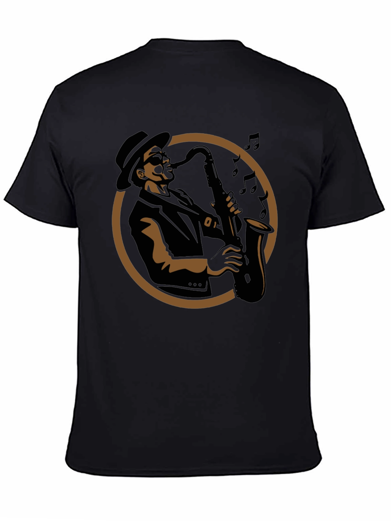Cool Jazz Saxophone Player Graphic T-Shirt - Black