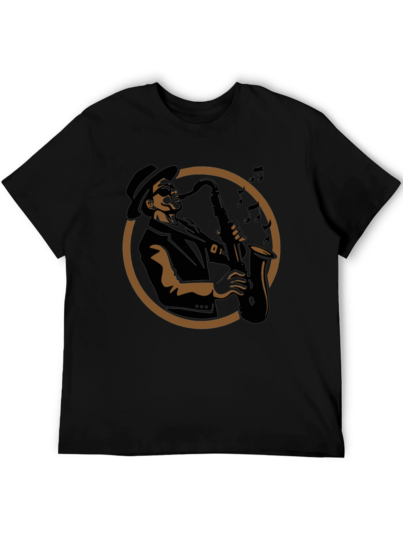 Cool Jazz Saxophone Player Graphic T-Shirt - Black