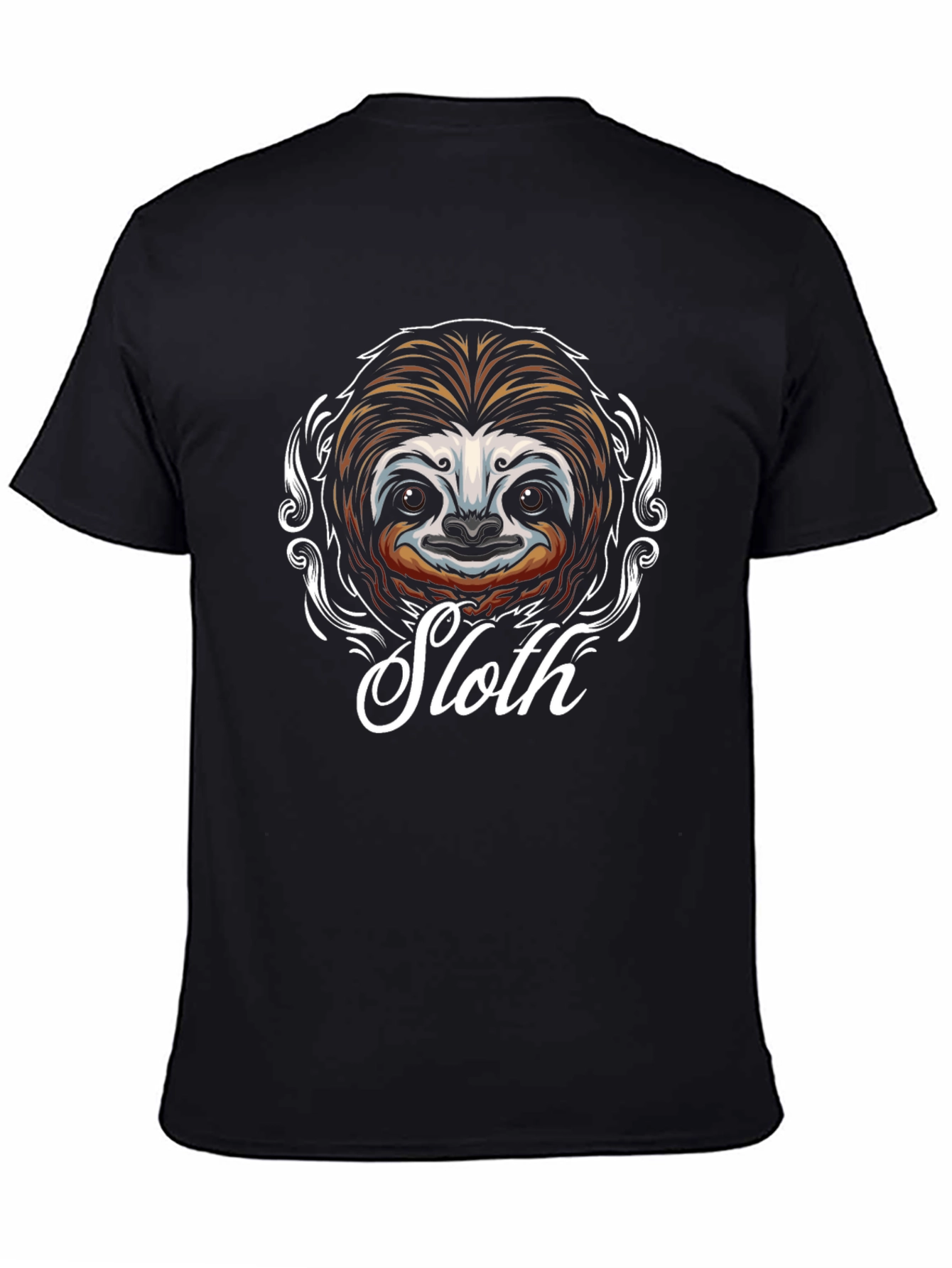 Sloth Graphic Tee - Unisex Black Cotton T-Shirt