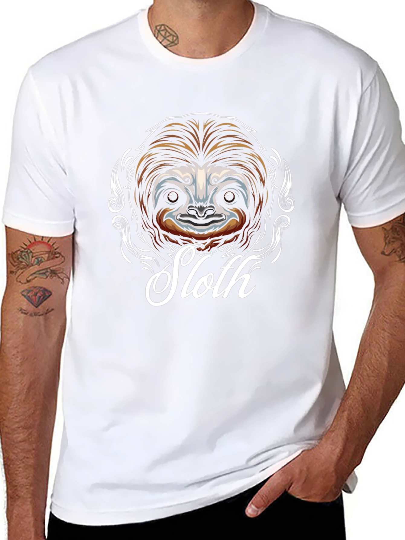 Sloth Graphic Tee - Unisex Black Cotton T-Shirt